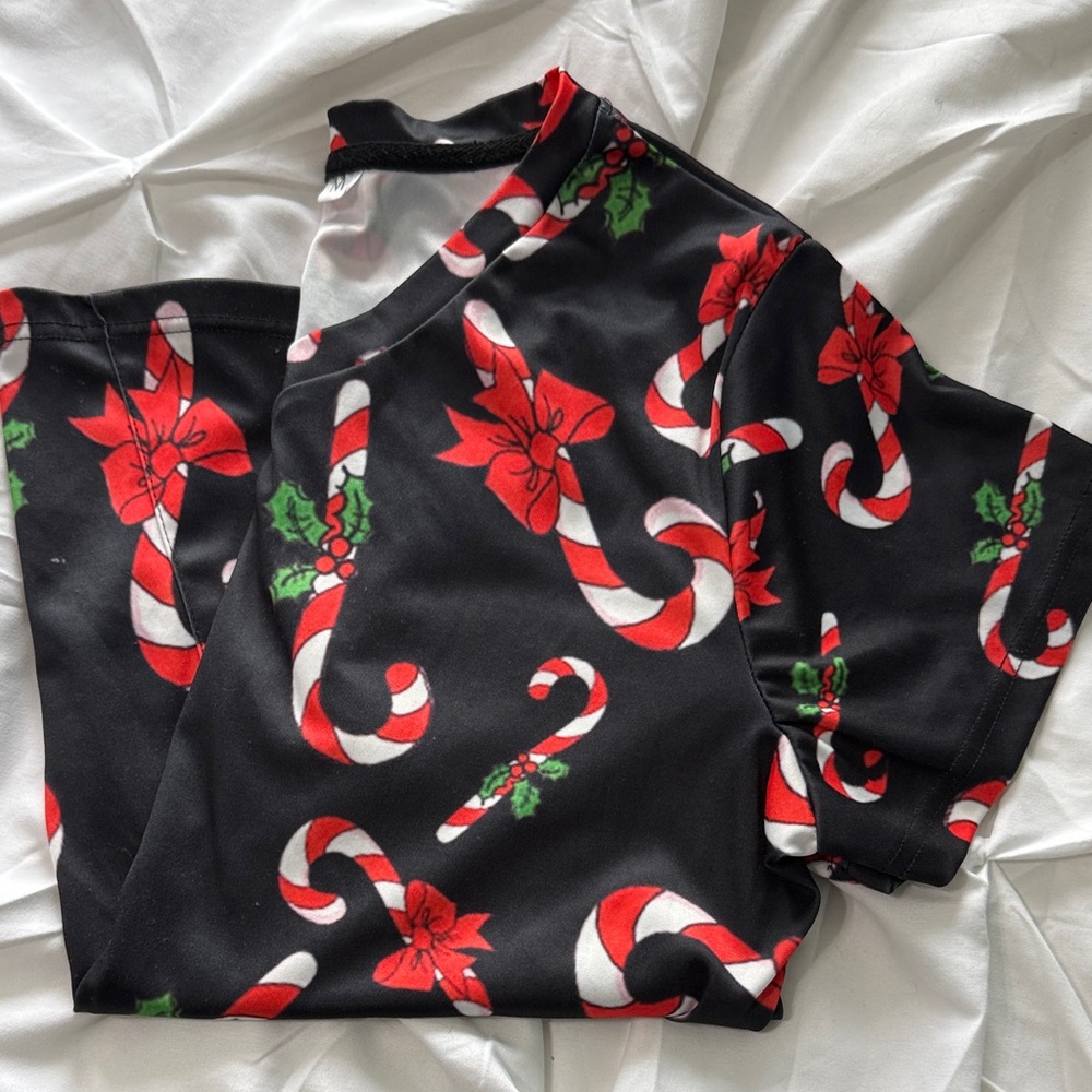 Festive Candy Cane and Poinsettia Shirt